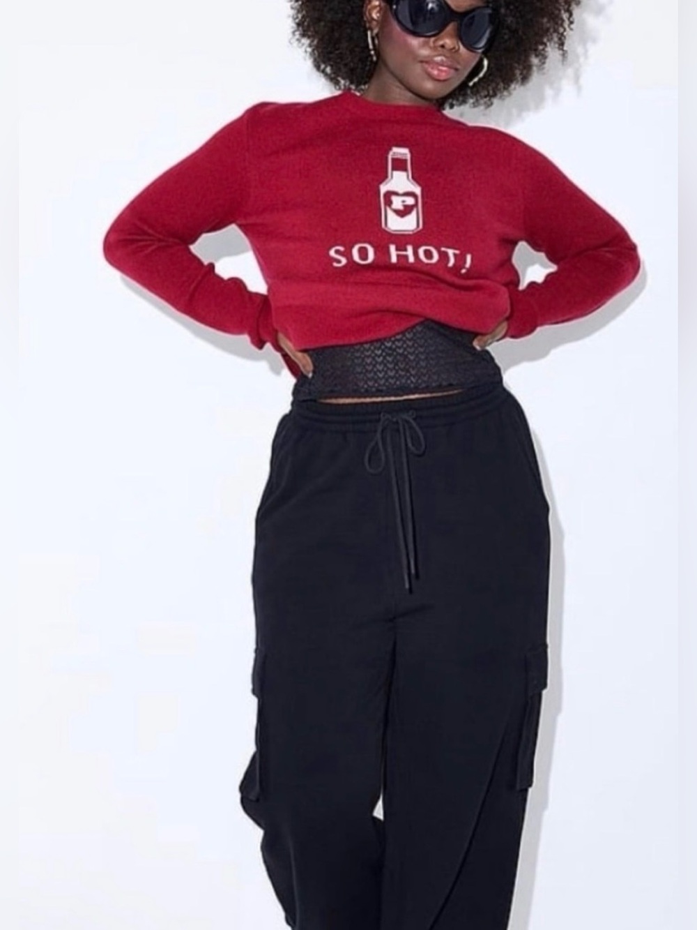 Victoria's Secret Red 'So Hot!' Cropped Sweater